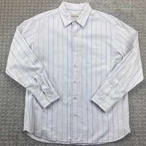 Tommy Bahama Shirt Men Large L White Orange Blue Green Stripes Button Up Casual